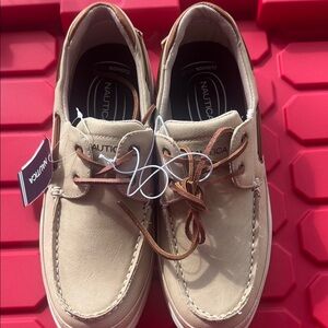 Nautica Men's Beige and Brown Boat Shoes